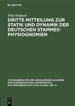 Dritte Mitteilung zur Statik und Dynamik der deutschen Stammesphysiognomien Cover des Buches Dritte Mitteilung zur Statik und Dynamik der deutschen Stammesphysiognomien (ISBN: 9783111561806)