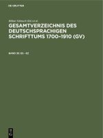 Es - Ez Cover des Buches Es - Ez (ISBN: 9783112321089)
