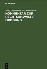 Kommentar zur Rechtsanwaltsordnung Cover des Buches Kommentar zur Rechtsanwaltsordnung (ISBN: 9783112406984)