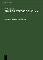 Physica status solidi / A. / August 16 Cover des Buches Physica status solidi / A. / August 16 (ISBN: 9783112480601)