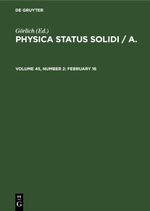 Physica status solidi / A. / February 16 Cover des Buches Physica status solidi / A. / February 16 (ISBN: 9783112480724)