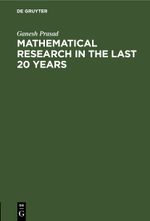 Mathematical Research in the last 20 years Cover des Buches Mathematical Research in the last 20 years (ISBN: 9783112510148)
