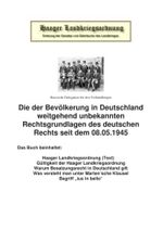 Die Haager Landkriegsordnung: Die der Bevölkerung in Deutschland weitgehend unbekannten Rechtsgrundlagen des deutschen Rechts seit dem 08.05.1945 Cover des Buches Die Haager Landkriegsordnung: Die der Bevölkerung in Deutschland weitgehend unbekannten Rechtsgrundlagen des deutschen Rechts seit dem 08.05.1945 (ISBN: 9783754911211)