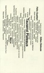 Tausend Plateaus Cover des Buches Tausend Plateaus (ISBN: 9783883960944)