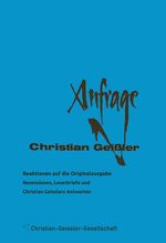 Christian Geissler: "Anfrage" - Reaktionen auf die Orignalausgabe Cover des Buches Christian Geissler: "Anfrage" - Reaktionen auf die Orignalausgabe (ISBN: 9783911409070)