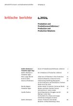 Kritische Berichte : Zeitschrift für Kunst- und Kulturwissenschaften / Jahrgang 52, Heft 4.2024: Produktion und Produktionsverhältnisse / Production and Production Relations Cover des Buches Kritische Berichte : Zeitschrift für Kunst- und Kulturwissenschaften / Jahrgang 52, Heft 4.2024: Produktion und Produktionsverhältnisse / Production and Production Relations (ISBN: 9783985012893)