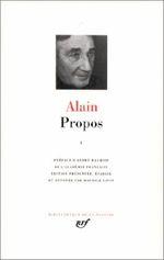 Alain : Propos, tome 1 Cover des Buches Alain : Propos, tome 1 (ISBN: 9782070100033)