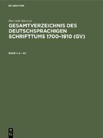 A - Ac Cover des Buches A - Ac (ISBN: 9783112321010)