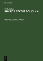 Physica status solidi / A. / April 16 Cover des Buches Physica status solidi / A. / April 16 (ISBN: 9783112480625)