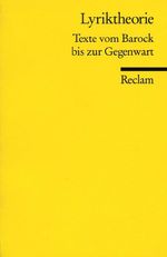 Lyriktheorie Cover des Buches Lyriktheorie (ISBN: 9783150086575)