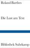 Die Lust am Text Cover des Buches Die Lust am Text (ISBN: 9783518013786)