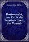 Dostojewski; zur Kritik der Persönlichkeit, ein Versuch Cover des Buches Dostojewski; zur Kritik der Persönlichkeit, ein Versuch (ISBN: B0068J7TO2)